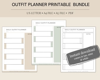 Capsule Wardrobe Outfit Planner, Printable PDF (A4, A5, US Letter)