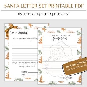 Santa Letter, Santa Letterhead, Letter From Santa, Santa Letters, Santa Letter Printable, Instant Download, Santa Letter Template, Xmas PDF