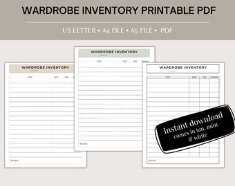 Capsule Wardrobe Planner, Outfit Inventory Checklist (PDF)