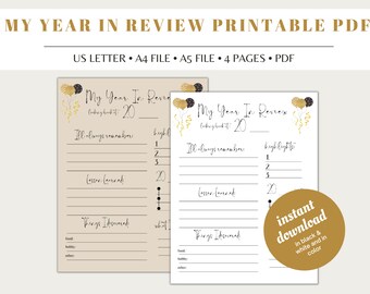 Afdrukbaar jaaroverzicht, resolutieplanner voor het nieuwe jaar (pdf-download)