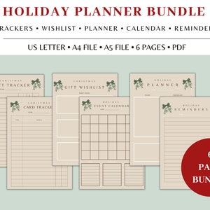 Holiday Planner, Holiday Planner Printable, Holiday Planner Bundle, Holiday Planners, Christmas Checklist, Christmas Planner Printable, PDF