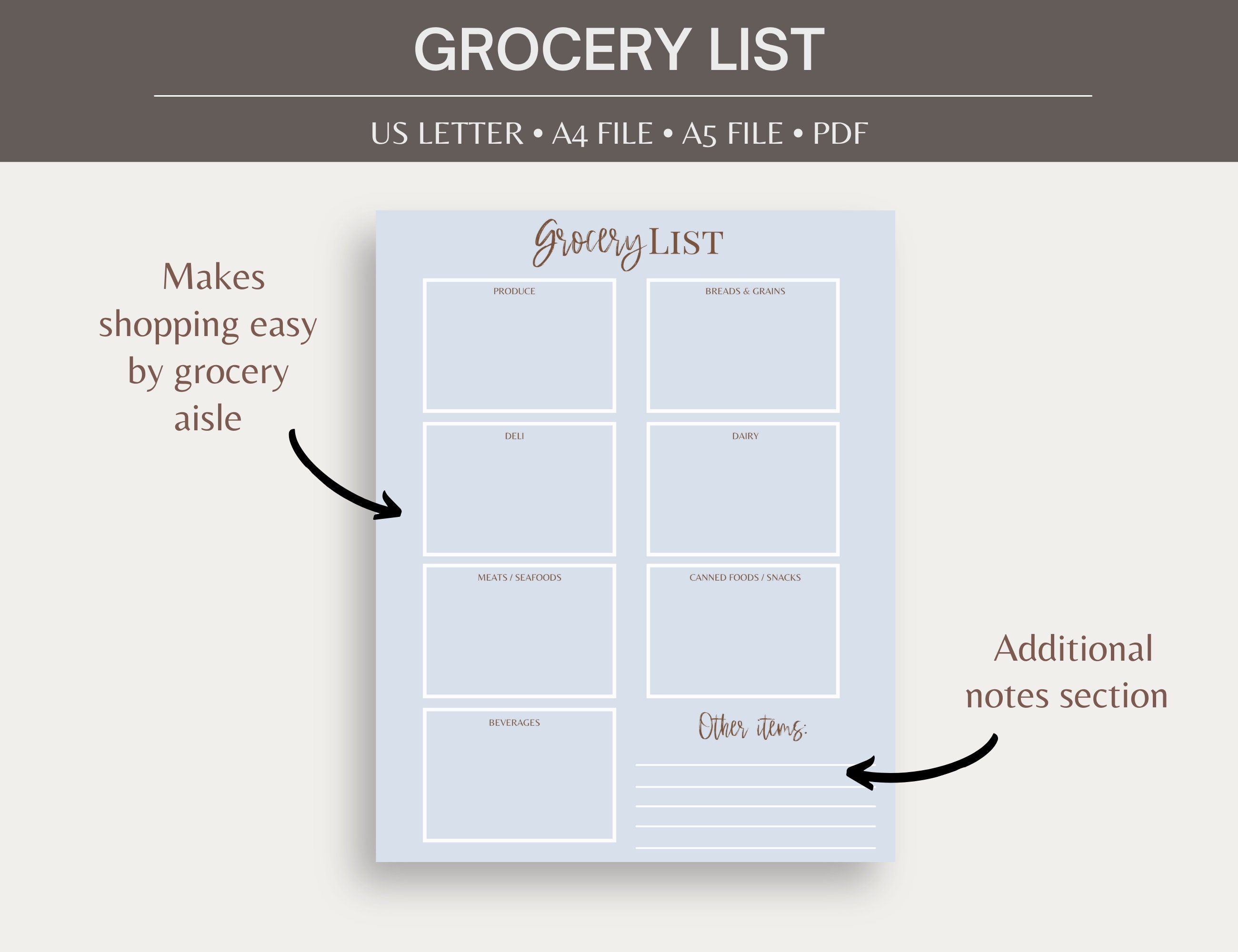 Meal Planner Printable, Grocery List, Meal Planner and Grocery List ...