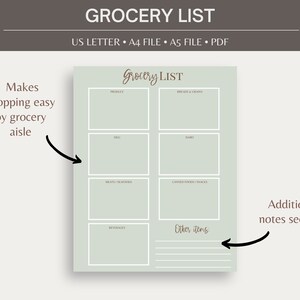 Meal Planner Printable, Grocery List, Meal Planner and Grocery List ...