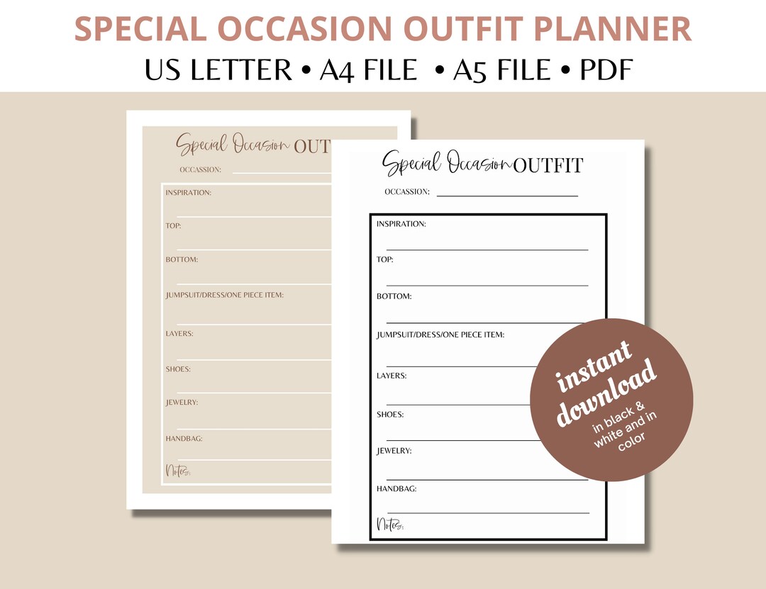 Printable Wardrobe Planner, Outfit Planner, Favorite Outfits ...