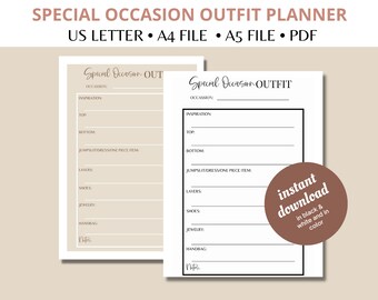 Special Occasion Outfit Planner, Checklist (PDF Download)