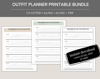 Capsule Wardrobe Outfit Planner Printable, Favorite Outfits (PDF)