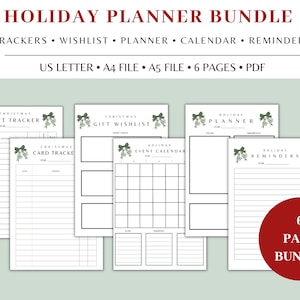 Holiday Planner, Holiday Planner Printable, Holiday Planner Bundle, Holiday Planners, Christmas Checklist, Christmas Planner Printable, PDF