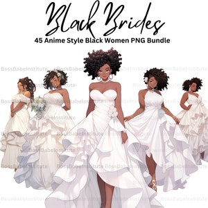 Black women Clipart, Curvy black women clipart, Black women, Women of Color PNG, Black Dress clipart,