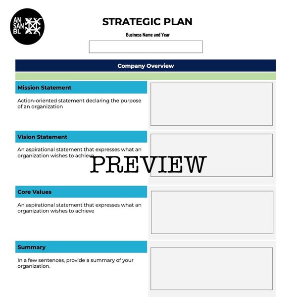Strategic Plan Template Etsy