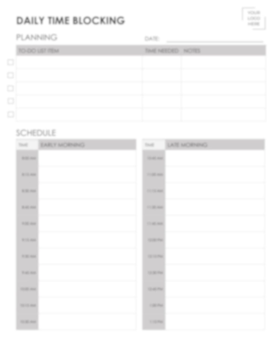 Daily Time and Task Management Tool (time Block Sheet) - Etsy