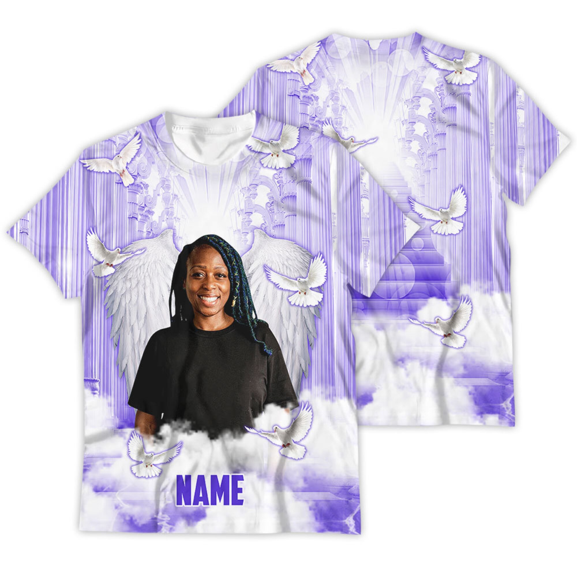 Custom Rip Memorial Shirt Heaven Angel Purple Forever Is How Long I'll Remember You Funeral Gift 3D T-shirt