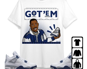 Jordan 4 Retro White Midnight Navy Unisex T-shirt Sweatshirt