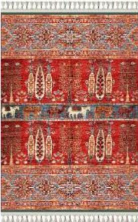 Red Vintage Rug: Classic Washable Rug With Tassels - Etsy