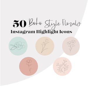 50 Instagram highlight icons, boho floral, neutral instagram highlights, Instagram business icons, highlight covers neutral, instagram