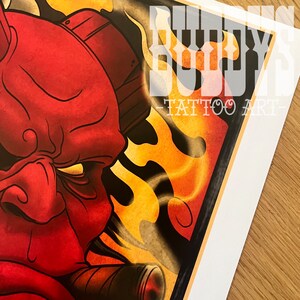 Hellboy Inspired Japanese Tattoo Art Print image 2