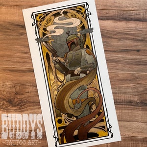 StarWars Boba Fett Inspired Art Nouveau Art Deco Print