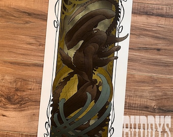 Alien Xenomorph Inspired Art Nouveau Art Deco Print