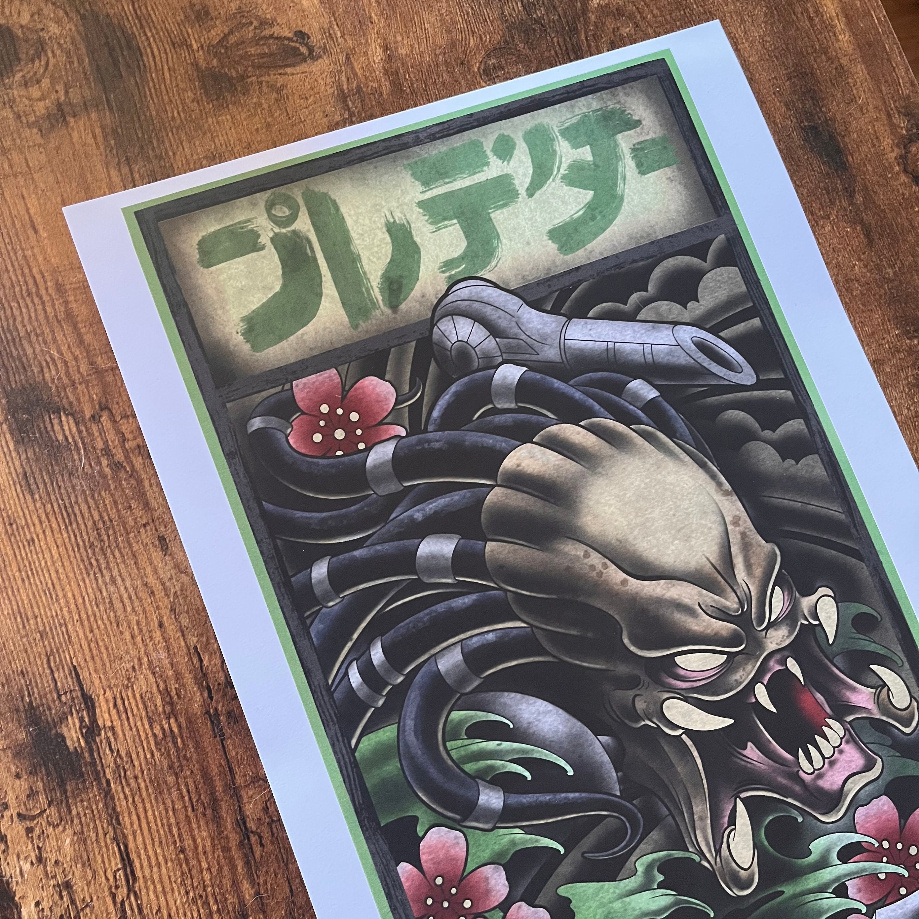 Predator Alien Inspired Traditional Japanese Tattoo Art Print - Etsy