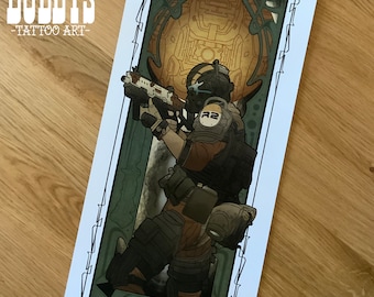 Titanfall 2 Video Game Inspired Pilot Art Nouveau Style Poster Art Print
