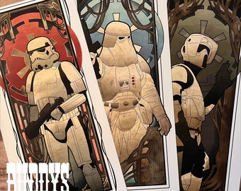 Star Wars Troopers Inspired Art Nouveau Style Sci Fi Art Prints Collection