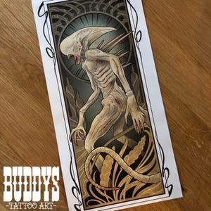 Alien Xenomorph Inspired Art Nouveau Art Deco Print