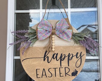 Easter Door Hanger | Happy Easter Door Hanger | Wooden Door Hanger| Easter Bunny Door Hanger