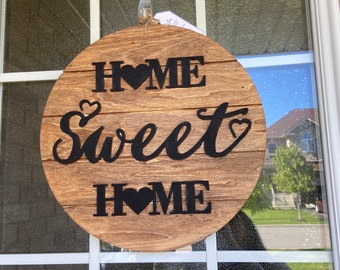 Home Sweet Home | Front Door Decor | Welcome Sign  | Wood Letters | Door Hanger | Wood Round | Housewarming Gift | Closing Gift