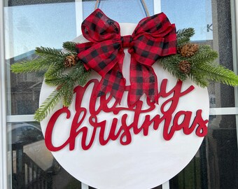 Merry Christmas | Merry Christmas Hanger | Wooden Door Hanger| Christmas Door Hanger | Laser Cut