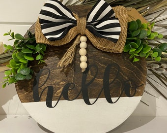 Hello  | Hello  Door Hanger  | Wooden Door Hanger | Farmhouse