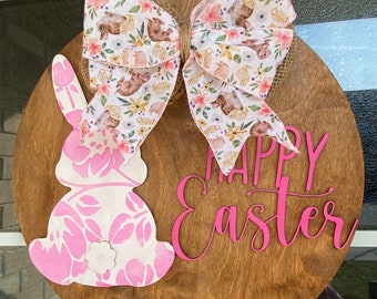 3D Wood Door | Hanger Happy Easter | Easter Door Hanger | Laser Cut | Happy Easter Door Hanger | Easter Bunny Door Hanger | Easter Decor