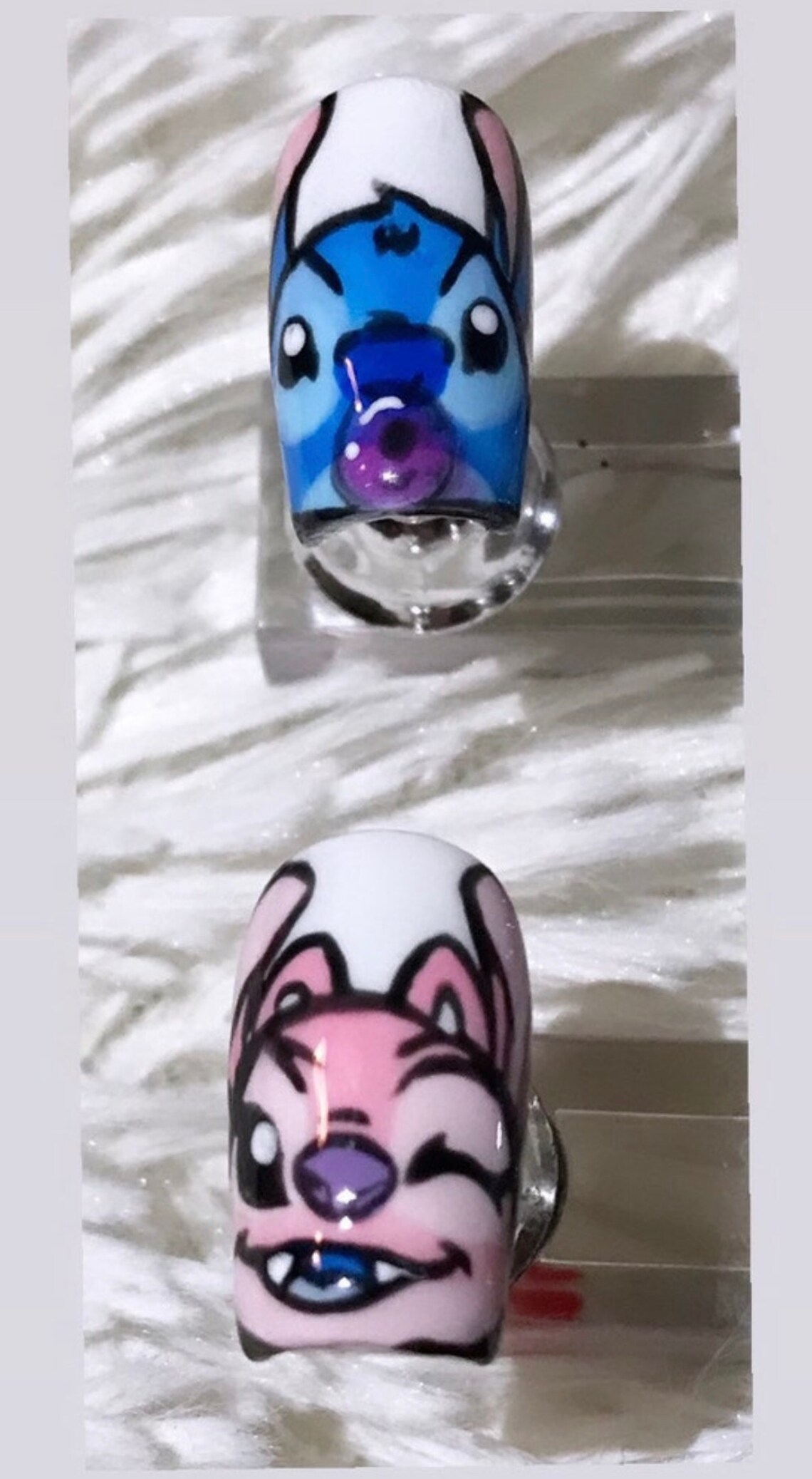 Lilo and Stitch Nails/ Stitch and Angel/ Disney Nails/ Press on Nails