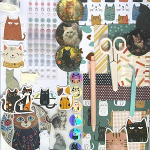 Paquet de 35 papiers pour journal indésirable, collage de papier de scrapbooking, fabrication de cartes sur le thème des chats