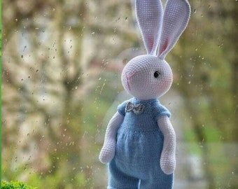 Bunny Toy, Hare gift for boy, Soft crochet bunny, birthday gift toy boy