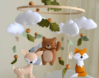 Woodland Baby Mobile: Bear, Fox, Bunny & Deer