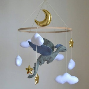 Baby Dragon mobile, crib mobile, dragon theme nursery, dragon kingdom room