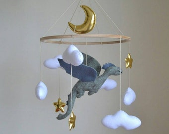 Dragon Crib Mobile: Handmade Felt Nursery Decor