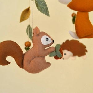 Woodland baby mobile, Fox mobile, forest mobile, fox hedgehog squirrel deer mobile image 4