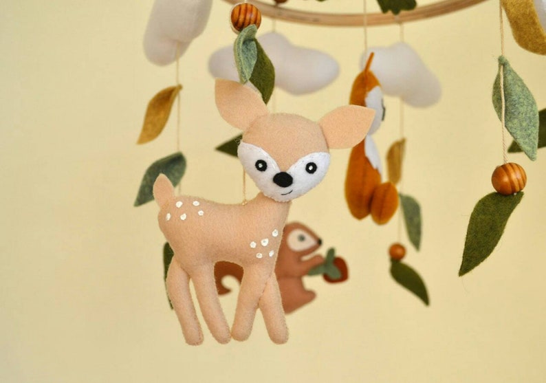 Woodland baby mobile, Fox mobile, forest mobile, fox hedgehog squirrel deer mobile 画像 5