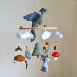 Dragon baby mobile, nursery mobile, baby shower gift