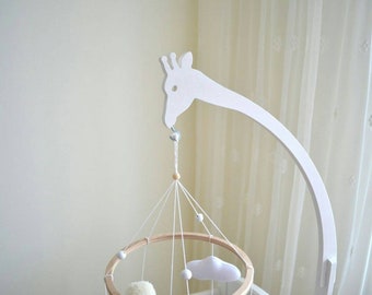 Baby mobile hanger, baby mobile arm, mobile wood holder, Giraffe baby mobile stand