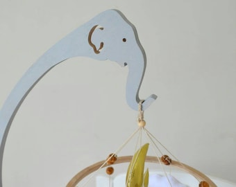 Wood mobile hanger, Elephant crib, baby crib mobile arm, safari nursery, mobile wood holder