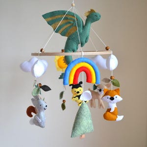 Dragon baby mobile, fantasy nursery, Gender neutral baby mobile, Baby crib mobile, Fairytale nursery