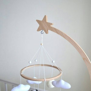 Baby mobile hanger, crib mobile arm, nursery mobile holder, wood mobile hanger natural white brown black grey color