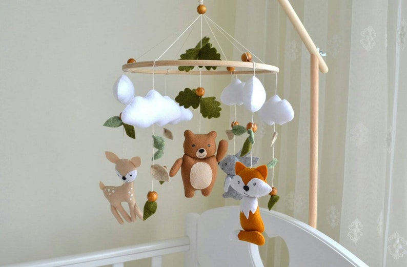 Woodland Baby Mobile Forest Mobile Bear Fox Bunny Deer Etsy