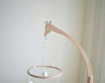 Crib mobile arm, Baby mobile hanger, safari mobile holder, safari jungle mobile, wood nursery mobile hanger giraffe