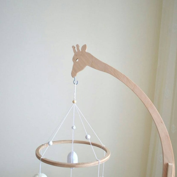 Crib mobile arm, Baby mobile hanger, safari mobile holder, safari jungle mobile, wood nursery mobile hanger giraffe