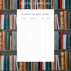 Dirty Book Wish List  Planner Printable A5 Planner Inserts, Wish List Printable Template Refill