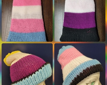 Vändbar Pride LGBT Stickad Mössa / Beställningsvara