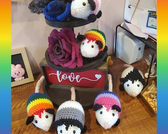 LGBTQ Pride Opossum, Custom Crochet Opossum, Amigurumi, Made to Order