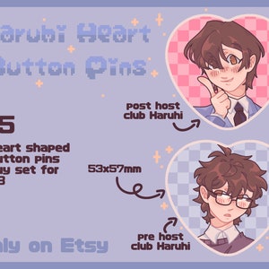 Haruhi Heart Button Pins